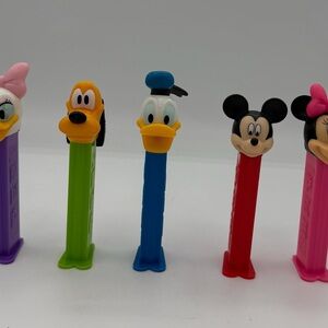 Vintage Lot Of 5 Disney Pez Dispensers Daisy, Donald Mickey, Minnie, Pluto